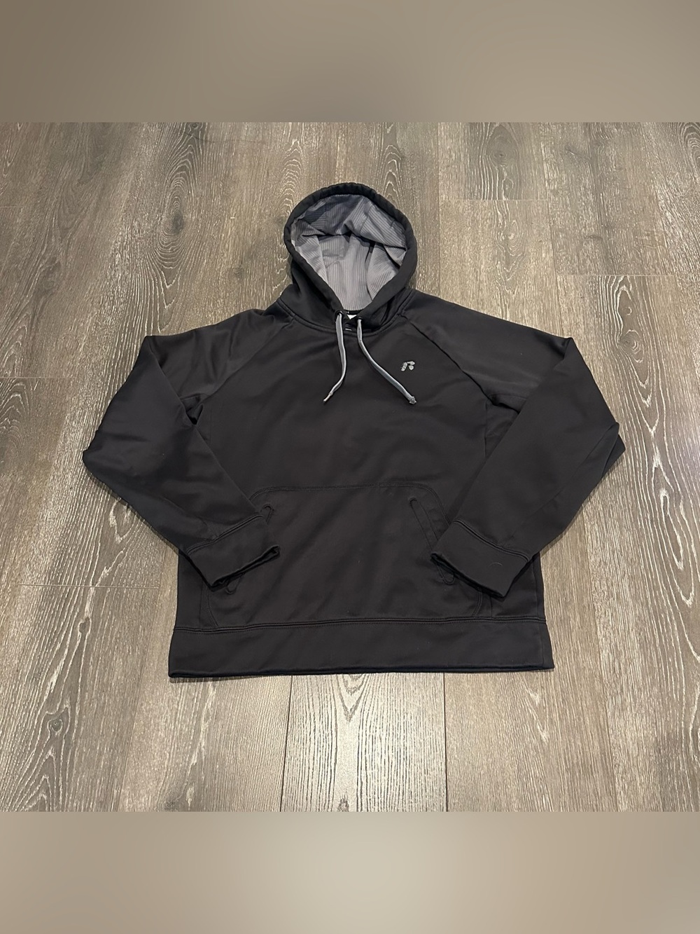 Russell Athletic Black Hooded Performance Pullover with Gray Lining Mens Size L